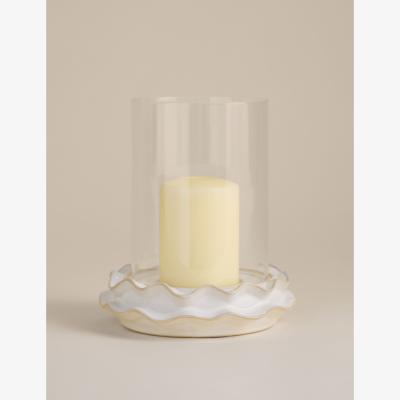 Marks & Spencer M&S Collection Frill Ceramic Hurricane Candle Holder - White, White