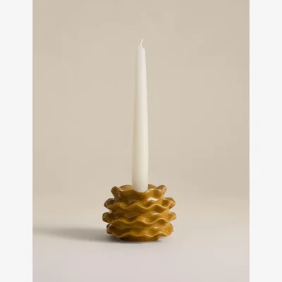 Marks & Spencer M&S Collection Frill Ceramic Tealight Holder - Ochre, Ochre