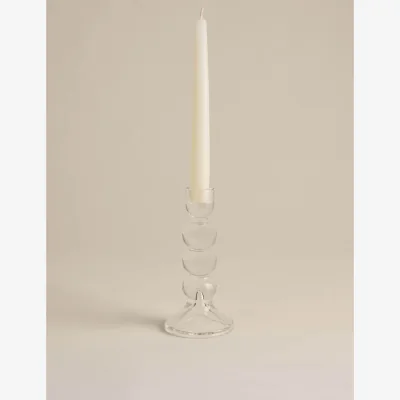 Marks & Spencer M&S Tall Glass Bobble Dinner Candle Holder Clear
