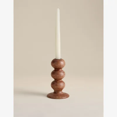 Marks & Spencer M&S Bobbin Wooden Dinner Candle Holder Natural