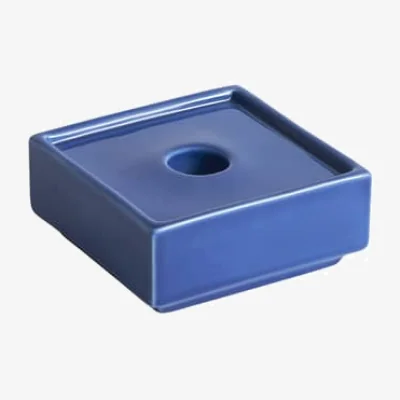 Made in Design Mattone Candle stick ceramic blue / Small - 9.4 x 9.4 cm - Hay