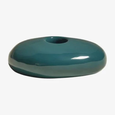 Made in Design Stone Candle stick ceramic blue / 10 x 6.5 cm - Maison Sarah Lavoine