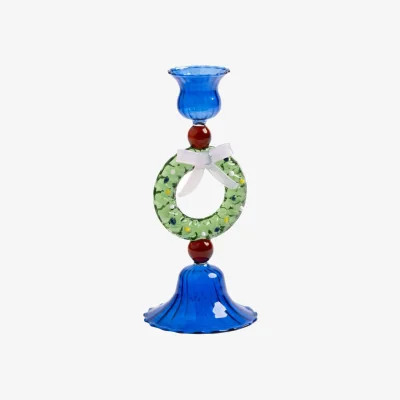 Made in Design Merry Candle stick glass blue / H 17 cm - & klevering