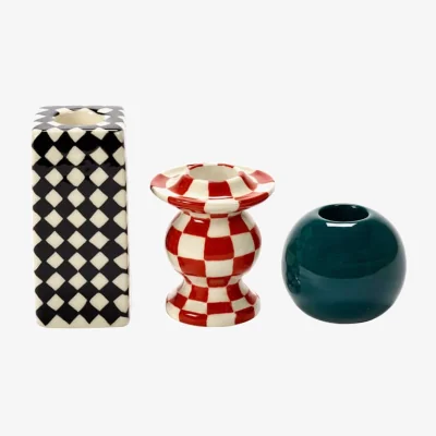 Made in Design Chessboar Candle stick ceramic multicoloured / Set of 3 - Serax