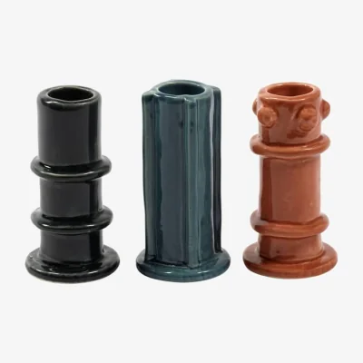 Made in Design Molly 03 Candle stick ceramic multicoloured / Set of 3 - H 10 cm - Serax