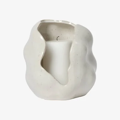 Made in Design Hekla Candle holder ceramic beige / Ø 16 x H 16 cm - BROSTE COPENHAGEN