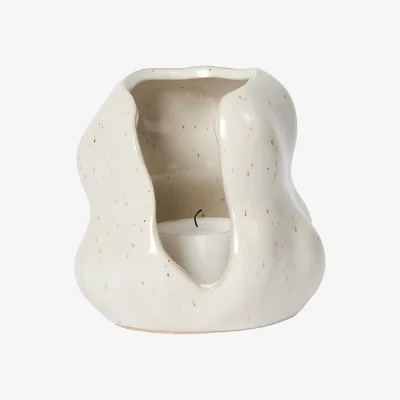 Made in Design Hekla Candle holder ceramic beige / Ø 9.5 x H 10 cm - BROSTE COPENHAGEN