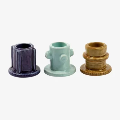 Made in Design Molly 01 Candle stick ceramic multicoloured / Set of 3 - H 4.5 cm - Serax