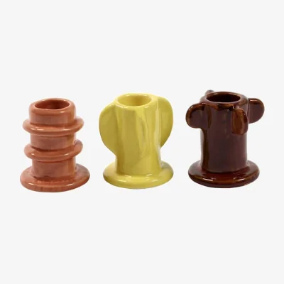 Made in Design Molly 02 Candle stick ceramic multicoloured / Set of 3 - H 6.5 cm - Serax