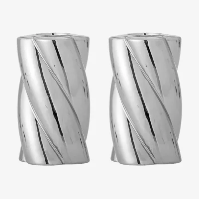 Made in Design Silvia Candle stick ceramic silver / Set of 2 - Bloomingville