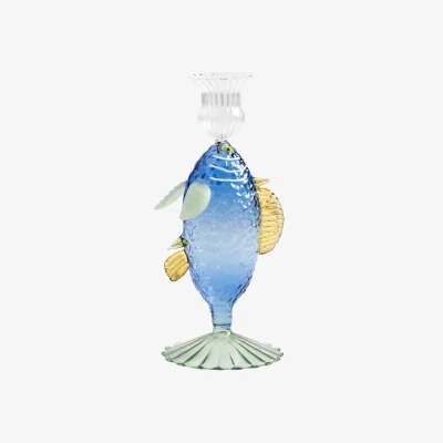 Made in Design Fish Candle stick glass blue - & klevering