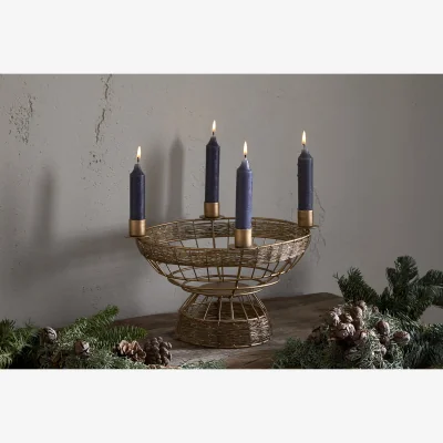 Nkuku nkuku Sangala Candle Holder | Christmas Decorations | One Size | Antique Brass