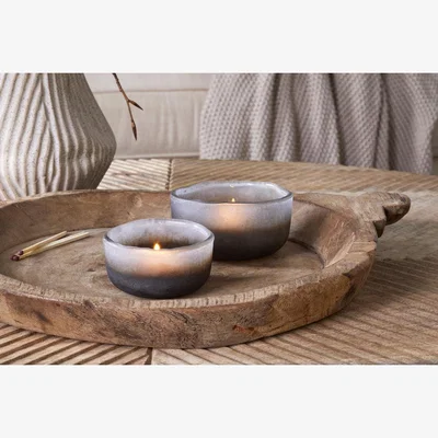 Nkuku nkuku Janka Tealight Holders Set Of 2 | Candles Holders & Lanterns | Smoked Charcoal