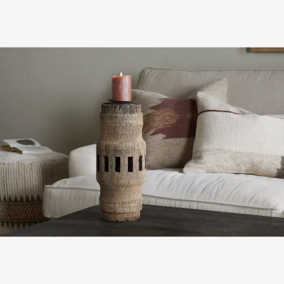 Nkuku nkuku Mvua Reclaimed Wood Pillar Candle Holder | Candles Holders & Lanterns | Natural