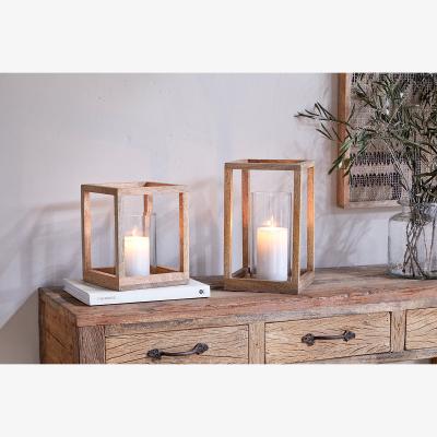 Nkuku nkuku Sanora Mango Wood Lantern | Candles Holders & Lanterns | Natural | Large