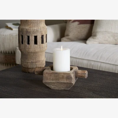 Nkuku nkuku Apu Reclaimed Wood Traditional Candle Holder | Candles Holders & Lanterns | Natural