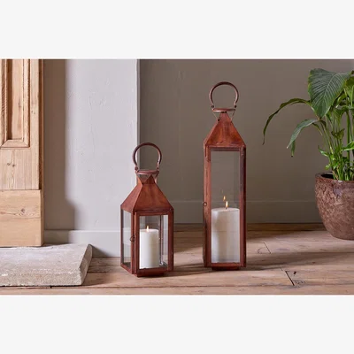 Nkuku nkuku Isko Lantern | Candles Holders & Lanterns | Rust | Small