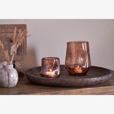 Nkuku nkuku Linora Recycled Glass Tealight Holder | Candles Holders & Lanterns | Terracotta | Large