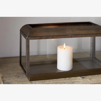 Nkuku nkuku Kiwanda Wide Lantern | Candles Holders & Lanterns | Antique Brass