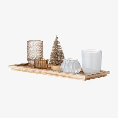 Nordic Nest Bloomingville Sanga tray with candle holders 6 pieces Gold
