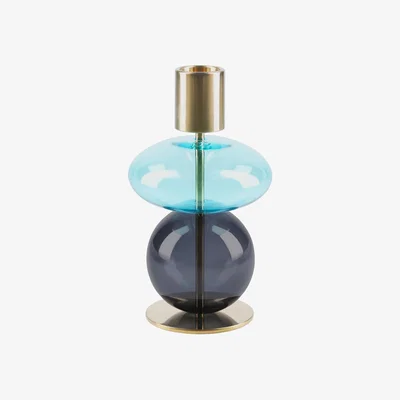Nordic Nest Holmegaard Bubble candleholder 14 cm Blue-smoke