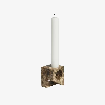 Nordic Nest Woud Jeu de dés 2 candle holder marble Brown