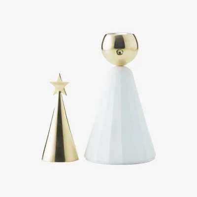 Nordic Nest KLONG Soprano candle holder White-brass