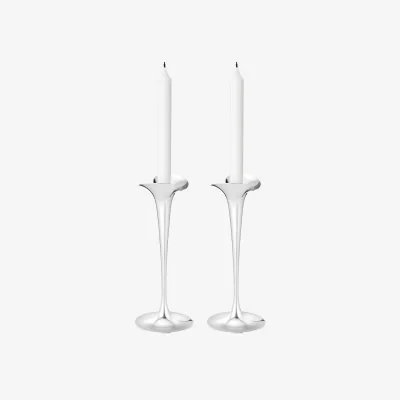 Nordic Nest Georg Jensen Bloom candlesticks for taper candles Stainless steel large 2-pack