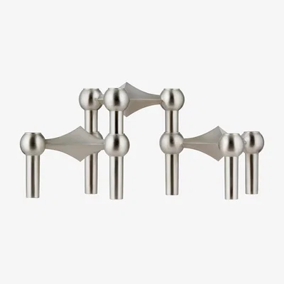 Nordic Nest STOFF STOFF Nagel candle sticks 3-pack Brushed chrome