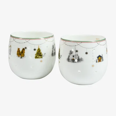 Nordic Nest Wik & Walsøe Julemorgen Story candle holders 2-pack White