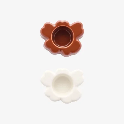 Nordic Nest Marimekko Unikko tealight holder 3x10 cm 2 pieces White-chestnut