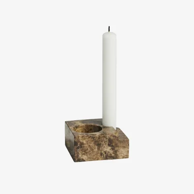 Nordic Nest Woud Jeu de dés 3 candle holder marble Brown
