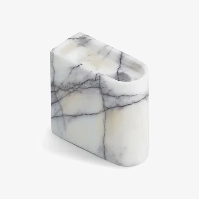 Nordic Nest Northern Monolith candle holder low Mixed white marble