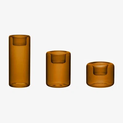Nordic Nest Kosta Boda Happy candle holder 3 pieces Amber