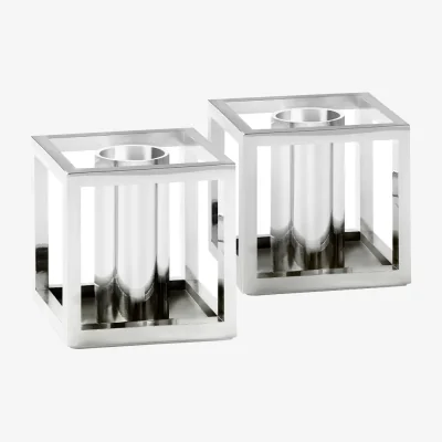 Nordic Nest By Lassen Kubus Micro candle holder 2-pack Nickel