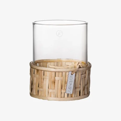 Nordic Nest ERNST Ernst vase/tealight holder in basket Nature Ø7x8.5 cm