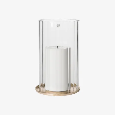 Nordic Nest ERNST Ernst candle holder for pillar candle Brass-glass Ø13x21 cm