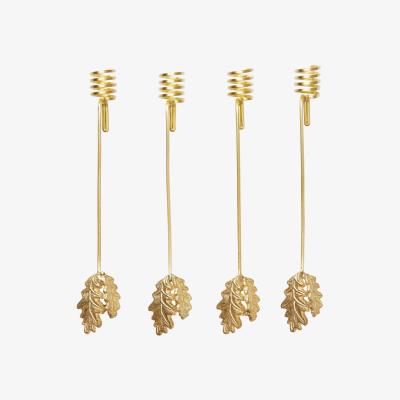 Nordic Nest Ferm Living Oak leaf Christmas tree candle holder 4-pack Brass