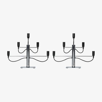 Nordic Nest Star Trading Milano 5 candlestick 46 cm 2-pack - Chrome Chrome