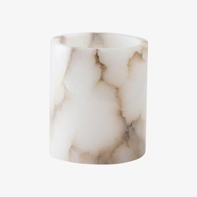 Nordic Nest Tell Me More Alabaster candle holder White-beige M 14 cm