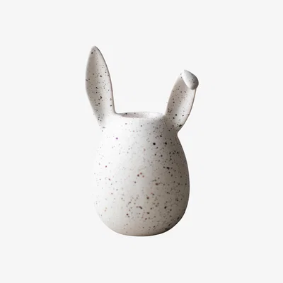 Nordic Nest DBKD Rabbit candlestick 13 cm White dot
