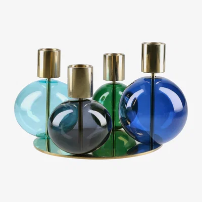 Nordic Nest Holmegaard Bubble 4-arm candlestick Ø17.5x12 cm Blue-green-smoke
