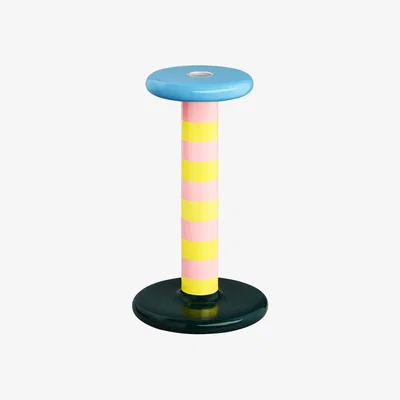 Nordic Nest Hem Pesa candlestick High 23 cm Pink-sulfur yellow stripe
