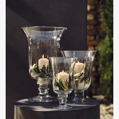 OKA OKA, Glass Hurricane Vase/Candle Holder - Large - Clear, Candle Holder