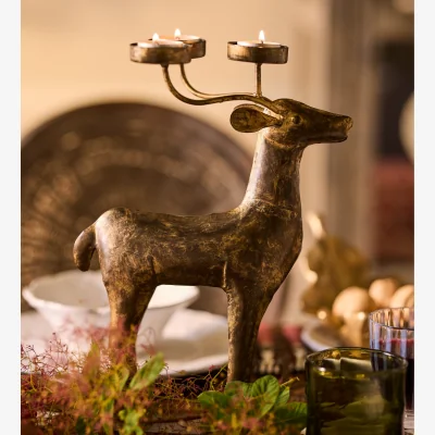 OKA OKA, Charborough Tealight Holder - Rubbed Bronze, Candle Holder