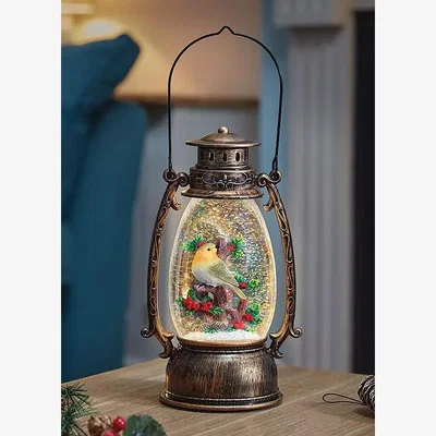 Downtown Smart Garden Festive Robin Lantern In Bronze