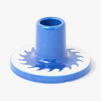 Oliver Bonas Wave Blue Ceramic Candle Holder