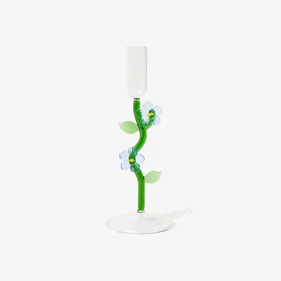 Oliver Bonas Tall Flower Glass Candlestick Holder