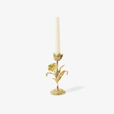Oliver Bonas Flower Gold Metal Candlestick Holder