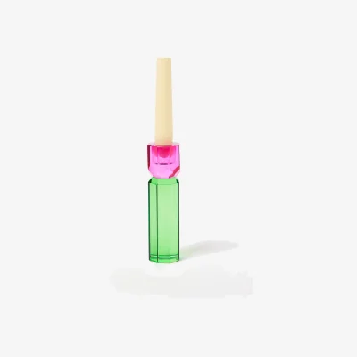 Oliver Bonas Faceted Pink & Green Crystal Candlestick Holder